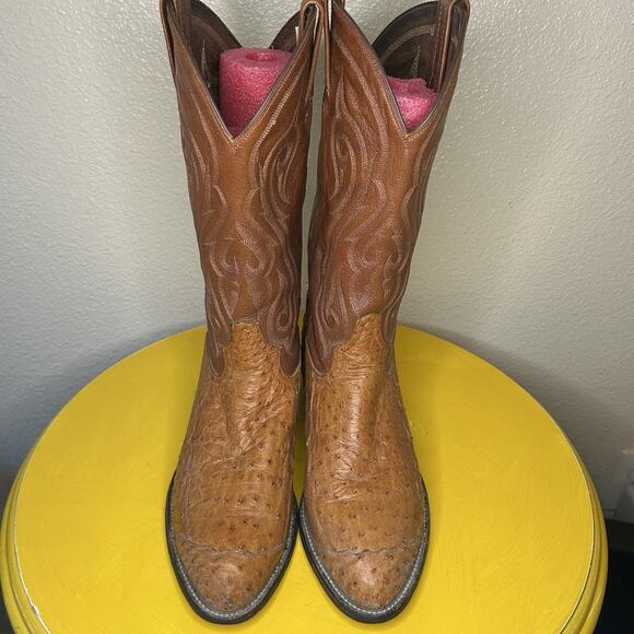 Tony Lama CZ906 Brittle Ostrich Quill Cowboy Western Mens Boots Size 10 D - Picture 11 of 16